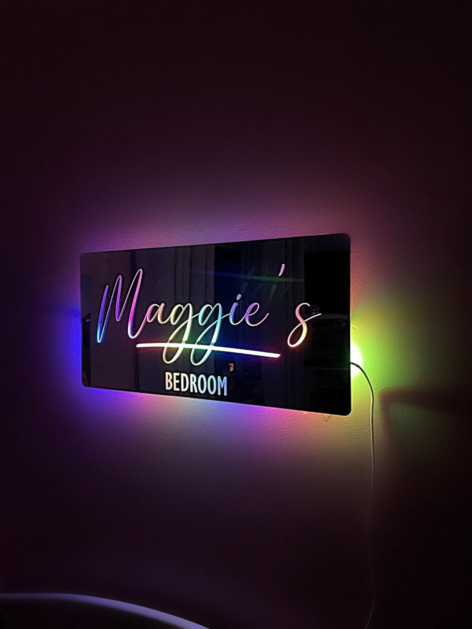 Personalised Name Mirror LED Light Sign The Crafty Bonobo LED Mirror Sign 11