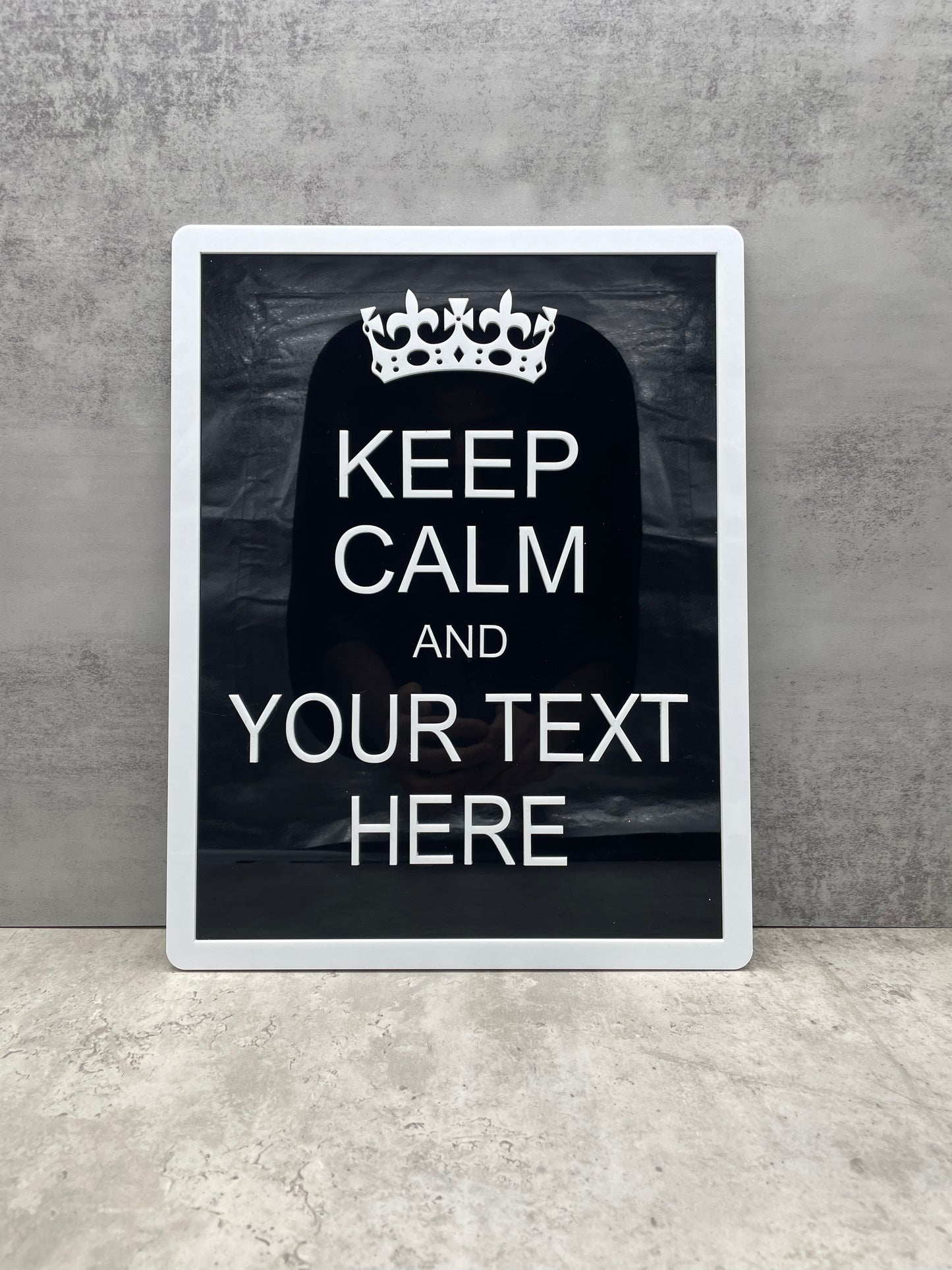 keep calm and carry on custom sign in black and white