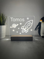 Custom Children’s LED Night Lamp | Rocket Ship